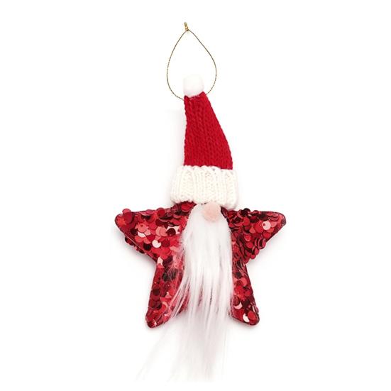 Soft Plush Decorative Figures Christmas Gnome Star Ornaments, Sparkly Faceless Dwarf Hanging Decoration with Knitted Sparkling Sequin Decor