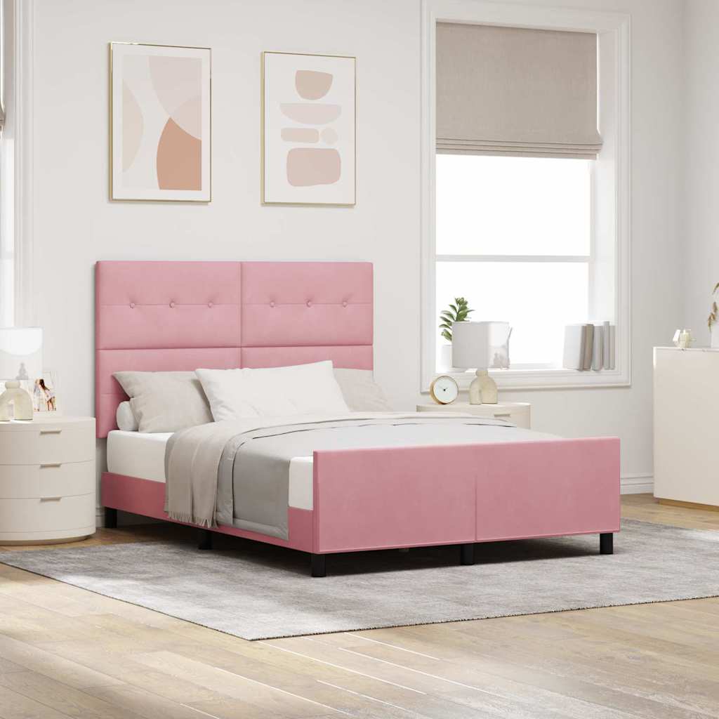Pink Box Spring Bed with Headboard 140 x 200 cm Velvet