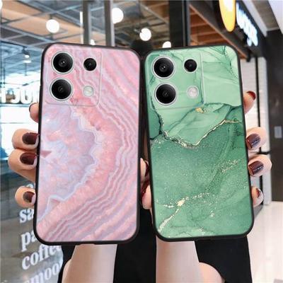 Měkké černé silikonové pouzdro na telefon s mramorovým vzorem pro fotoaparát Xiaomi Redmi Nárazuvzdorný ochranný gumový kryt nárazníku pro pouzdra Redmi Note 13 Pro 13C