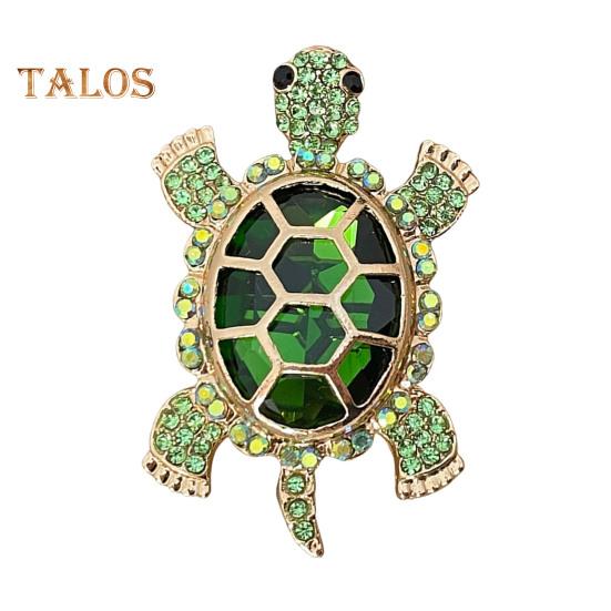 Women Turtle Brooch Rhinestone Anti-slip Faux Crystal Wear-resistant Suit Coat Collar Hat Scarf Decoration Clothes Pin Prom Party Garment Jewelry