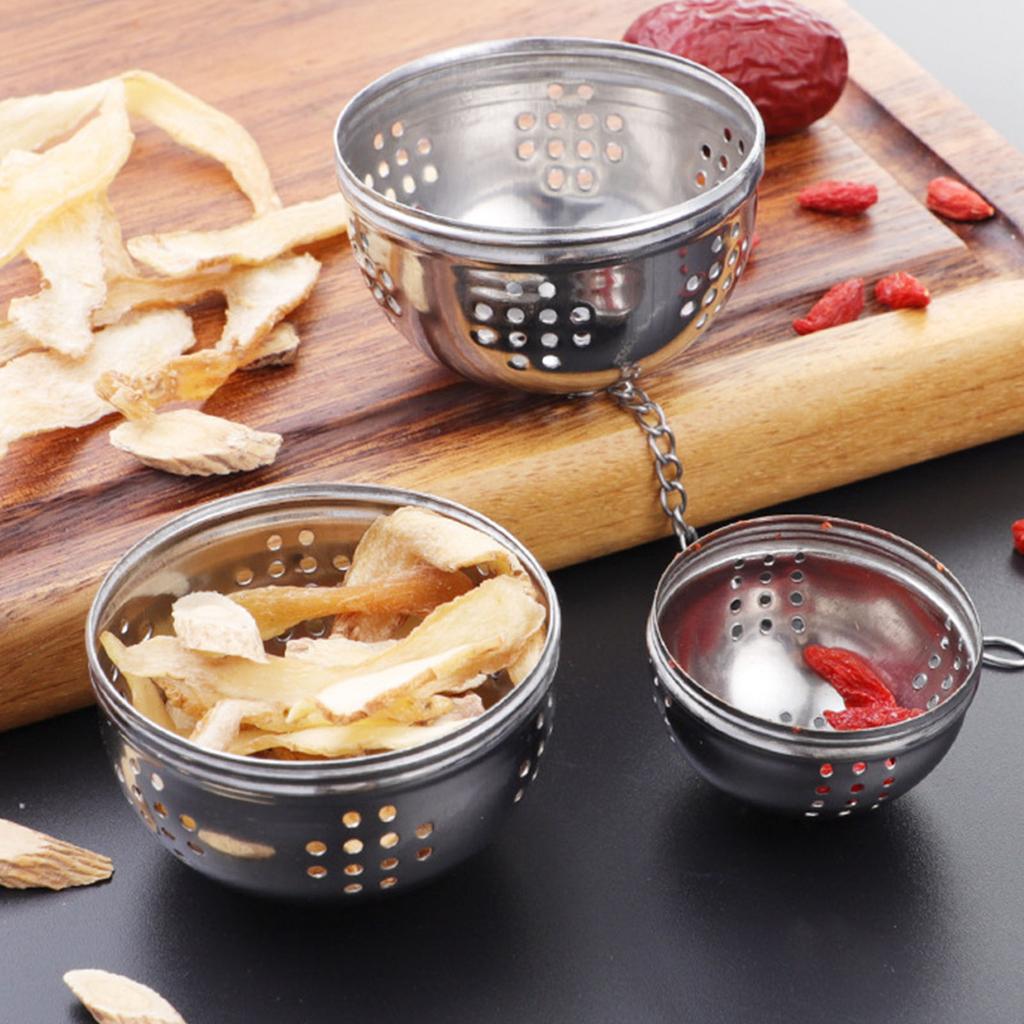 Te-sil i rostfritt stål med repkedja Tekanna Te-filter Kryddnät Sil Te-boll Löst blad Kryddsil