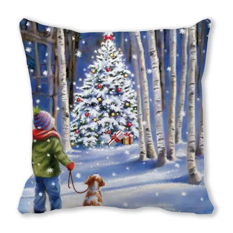 Christmas Themed Pillowcases Car Accessories Office Santa Claus Living Room Sofa Home Pillowcases