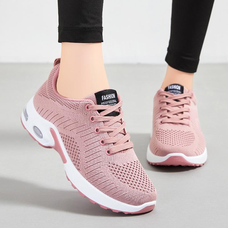 Shoes Women's Spring and Autumn New Casual Shoes Women's Breathable Flying Weaving Sneakers Women's Large Size Women's Shoes Versatile Running Shoes
