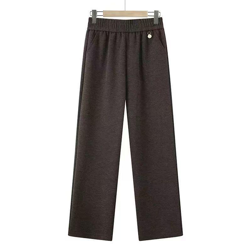 Maternity High-Waisted Wool Wide-Leg Pants - Elastic, Plus Velvet, Thickened for Autumn & Winter