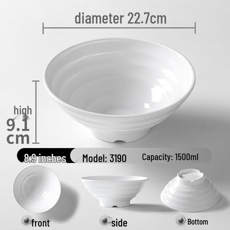 777 Melamine White Large Noodle Bowl