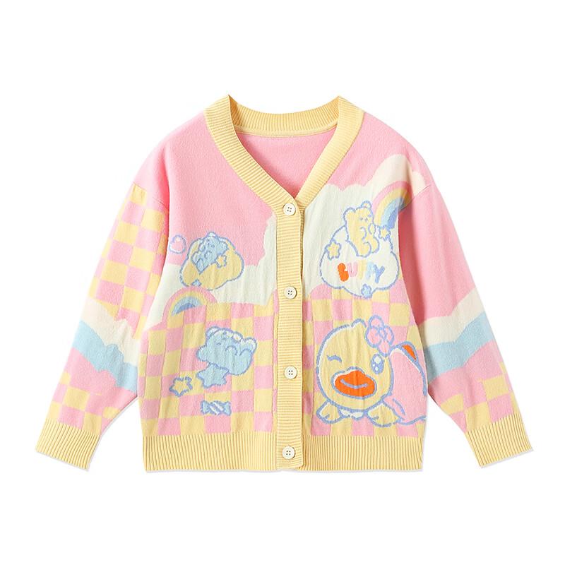 B.Duck Girls' Cartoon Knitted Cardigan Sweater
