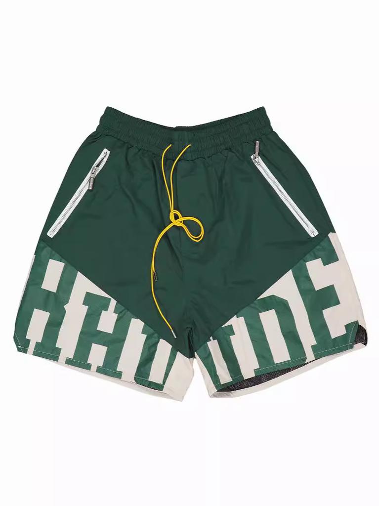 Meichao RHUDE Vara High Street Sport Fitness Pantaloni Scurți Casual Splicing Imprimați High Street pentru Bărbați și Femei Pantaloni de Cinci Puncte