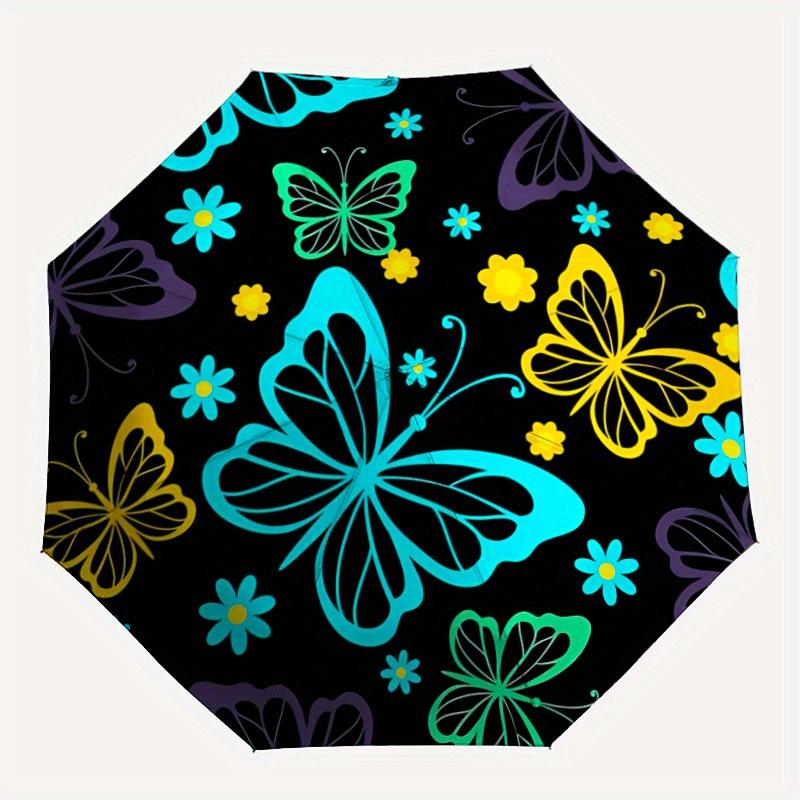 

1pc Butterfly Print Automatic Folding Umbrella, Portable & Foldable Design with 8 Ribs, Casual Outdoor Accessory yy250805083