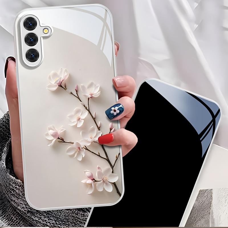 Skleněný kryt na telefon Jade Orchid Branch Vhodný pro Samsung Galaxy S26 S25 S24 S23 S22 S21 S20 FE/Ultra/Plus 5G Ochranný zadní kryt proti pádu