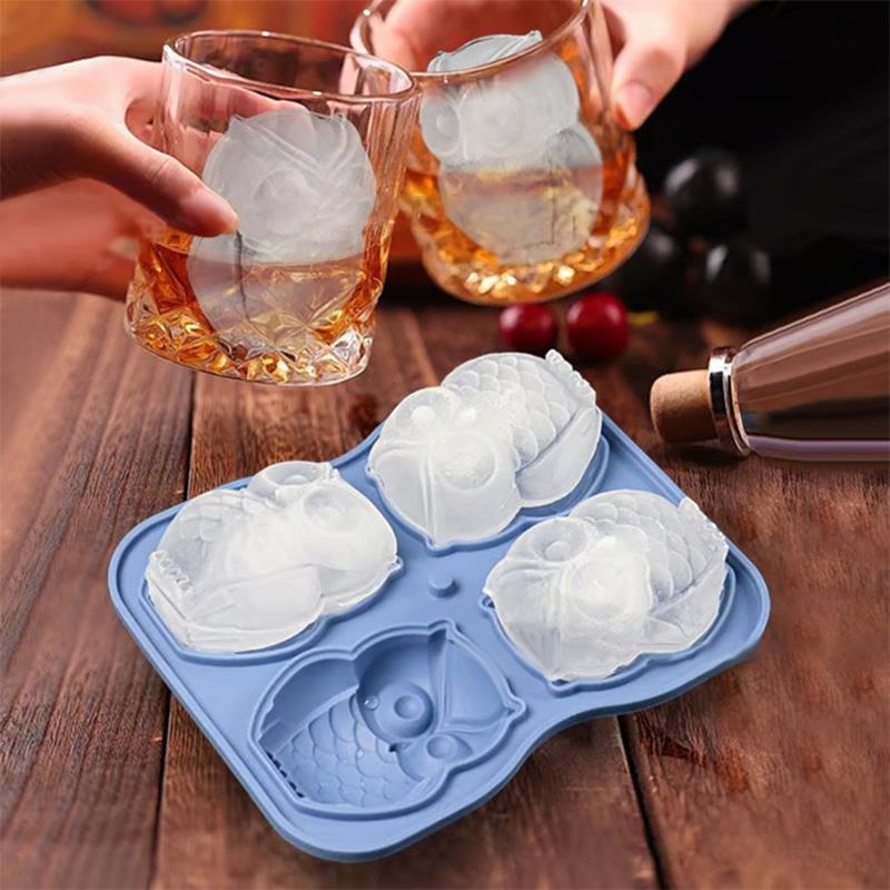 3D Silicone Animal Shape Ice Tray Milk Tea Beverage Ice Mold Whiskey Ice Box Fun Cute Novelty Animal Shape Ice Grid Ice Hockey