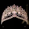 DIEZI Baroque Green Blue Pink Opal Crystal Tiara Crown Women Girls Wedding Party Elegant Luxury Rhinestone Crown Hair Jewelry