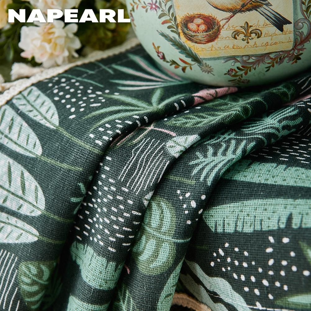 1PC NAPEARL Semi Blackout Curtain with Green Water Grass Pattern and Flowing Edge Curtain for Small Window Kitchen Bedroom Living Room Home Decor