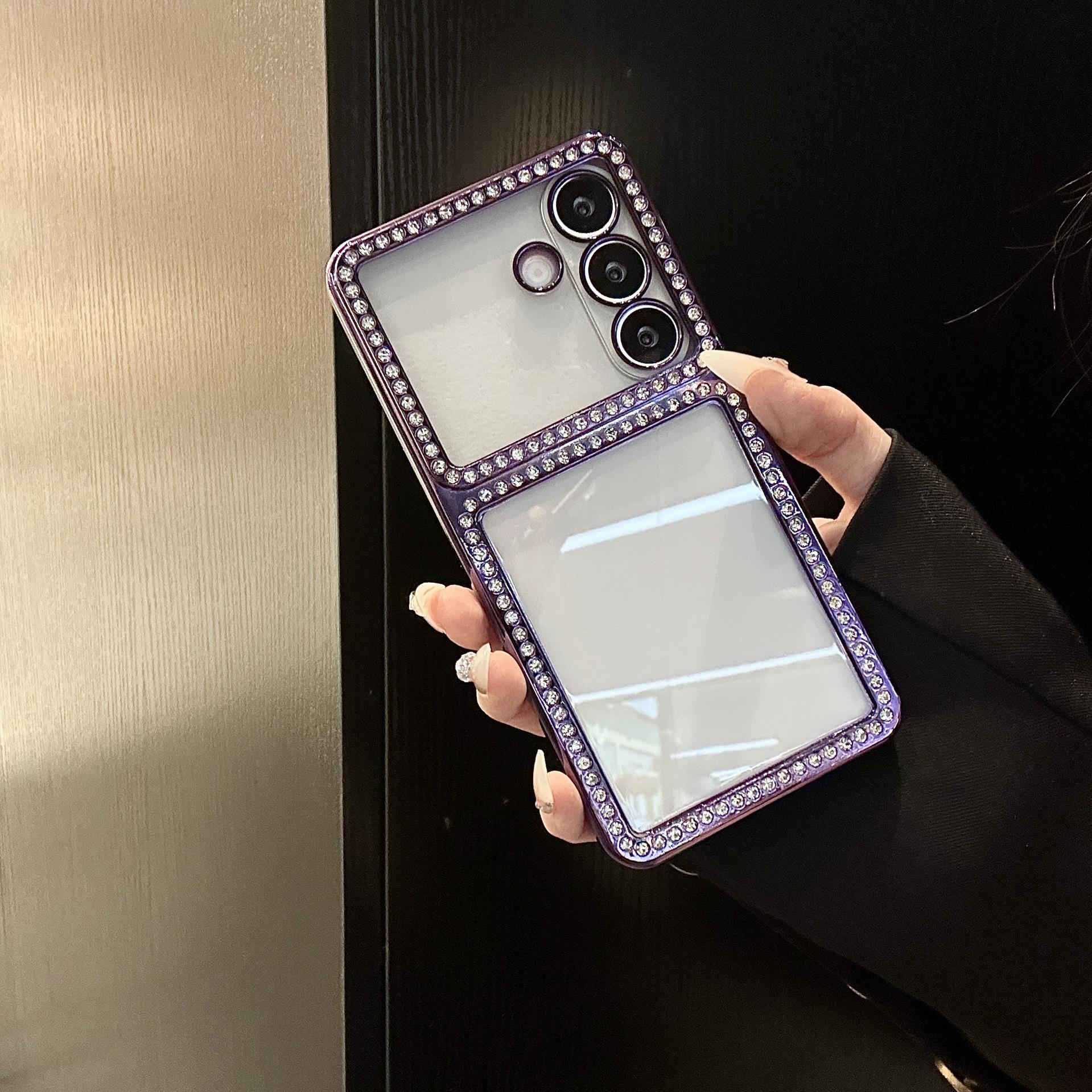 

2-in-1 Electroplated Rhinestone Case: Full Coverage Anti-Drop Protective Cover for iPhone iPhone 14 Pro темно-фиолетового