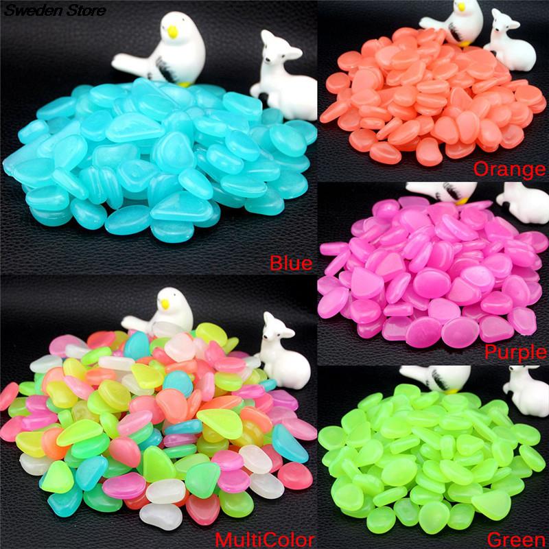 10/100pcs/lot Luminous Pebbles Rocks Garden Ornaments Stone Glow In The Dark Garden For Walkways Fish Tank Decorations