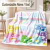 Care Bears Custom Name Flannel Throw Blanket Soft Warm for Sofa Bed Indoor Home Use