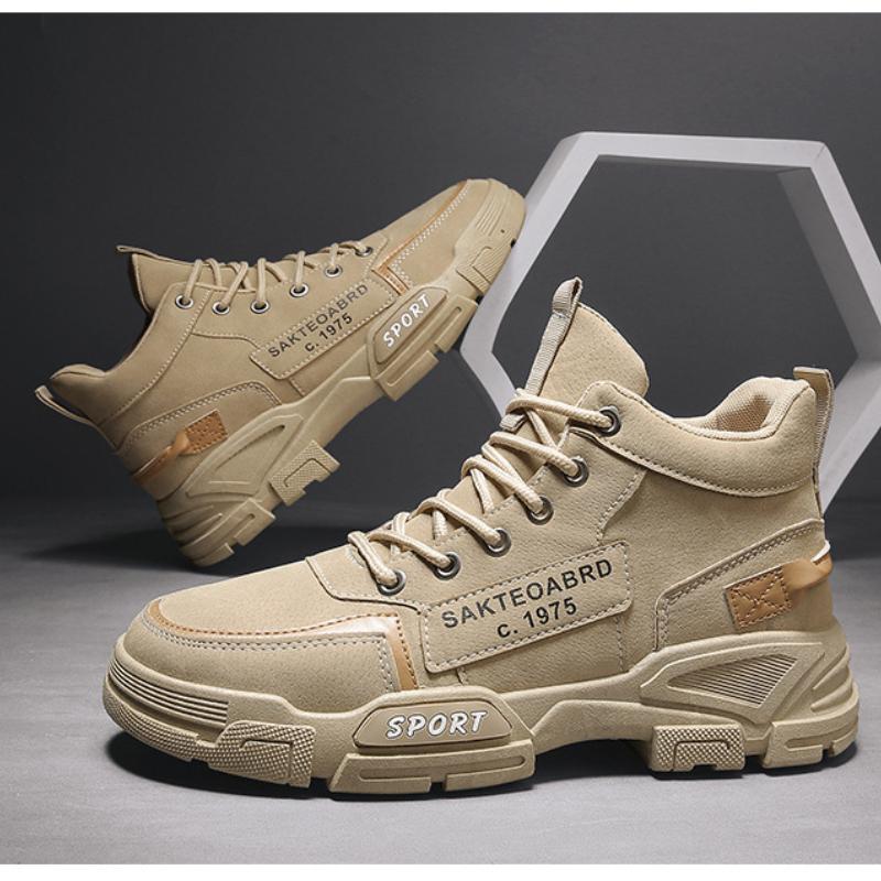 Pantofi de lucru de modă cu vârf înalt, pentru drumeții, exterior, bărbați, piele, adidași de trekking, masculin, cu șireturi, pentru alpinism, vânătoare, încălțăminte, pânză, cizme de lucru