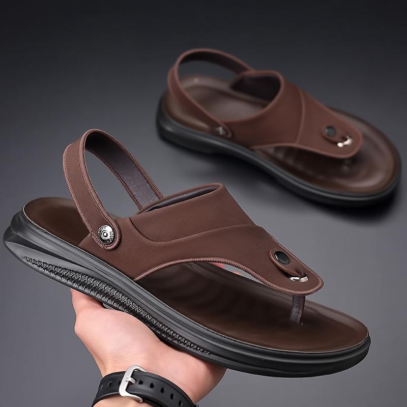 Fashion Shoes Cswo01 Men's Summer Leather Sandals Breathable Casual Beach Shoes Outdoor Non-Slip Flats Roman Shoes Sandaly For Walking Fishing Cm