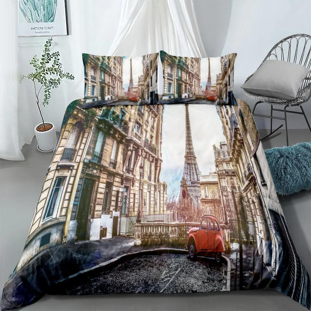 3D Statue of Liberty Bedding Set World Famous Building Duvet Cover King Queen Size London Bridge Polyester Quilt Cover