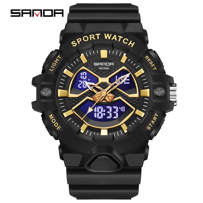 Sanda Men s Trendy Waterproof Luminous Sports Watch - Versatile Electronic Student Model.