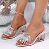 Women's Rhinestones Flower Sandals Sleeves Transparent Platform Party Fashion Cool Slippers High Heels