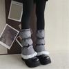Women's Insulated Thermal Padded Puffer Leg Warmers Outdoor Cold Weather Plush Hem Quilted Boot Covers Gaiters Socks