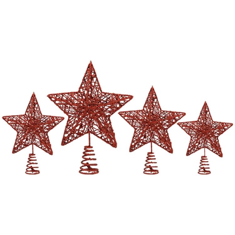 Glimmering Star Christmas Top Decoration 27cm Sparkling Hollowed Metal Star Tree Top For Christmas Tree Ornament