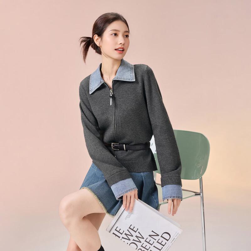 IEF Spring Color-Block Knitted Cardigan