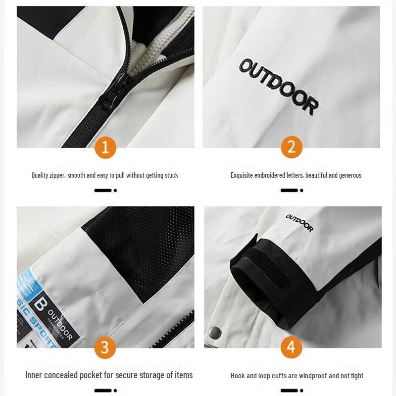 Jeanswest Men's Autumn/Winter Detachable Hood Outdoor Windproof Warm Jacket