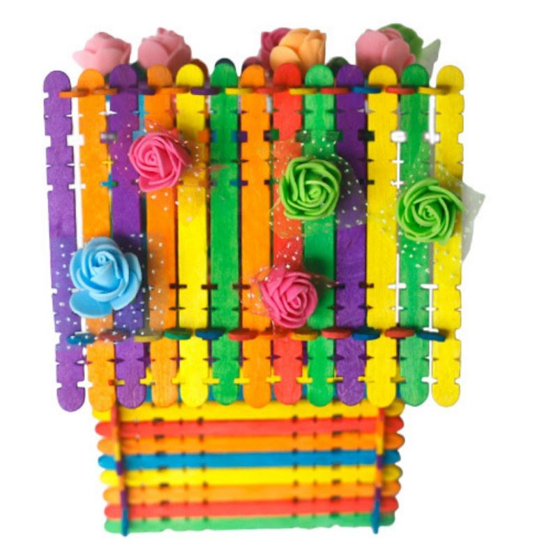 50pcs Kindergarten Puzzle Manual DIY Materials Children's Creative Toys Color Wooden(color Random) LS