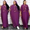 Plus Size African Women's Muslim Chiffon Hooded Sweatshirt Dress with Batwing Sleeves and Hot Drill Design