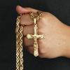 Ancient Men Stainless Steel Crystal Jesus Christ Holy Crucifix Cross Pendant Necklace Byzantine Chain Necklaces Jewelry Gifts