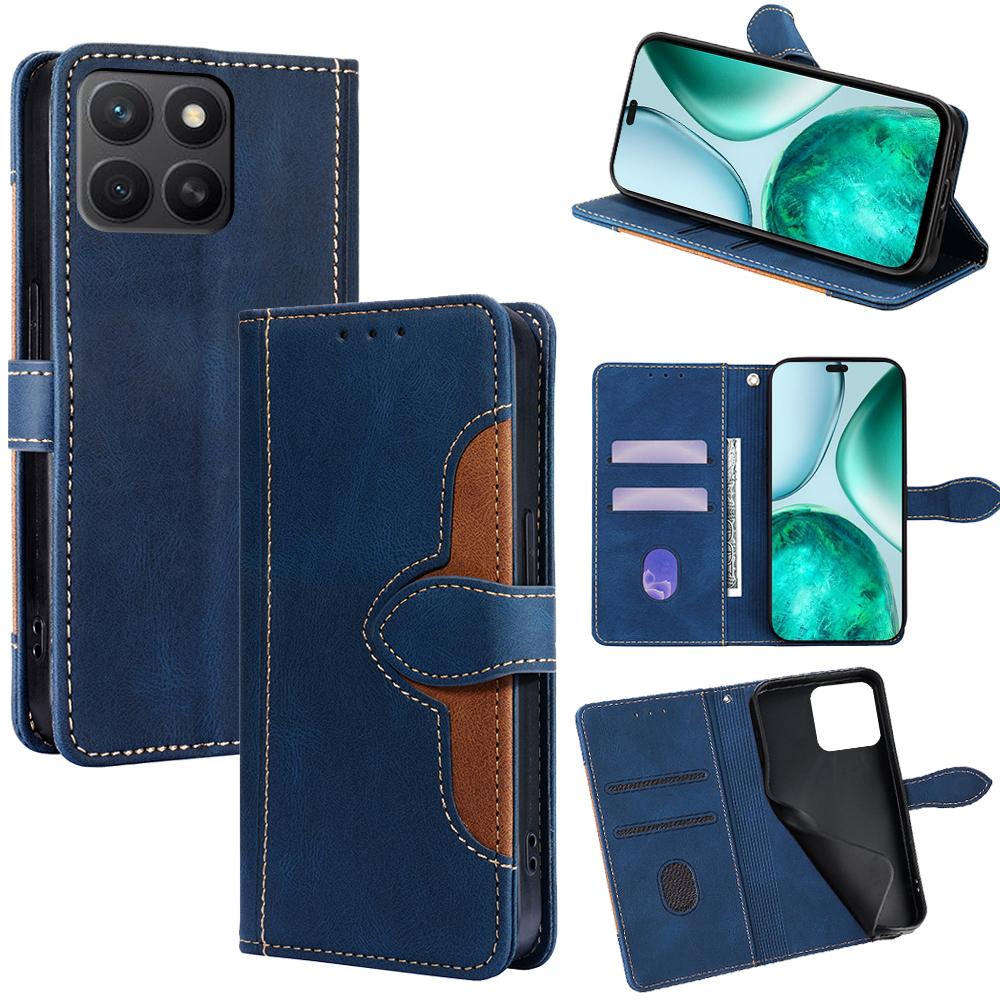 For Honor X8c 4G Case Leather Wallet Phone Cover with Straw Hat Magnetic Clasp