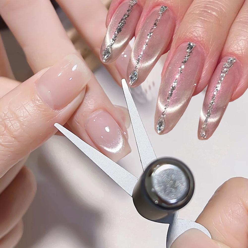 1Pcs Double Head Steel Ball Cat Eye Nail Magnet Stick 3D Glass Bead French Effects Cylindrical Strong Magnetic Pen Manicure Tool