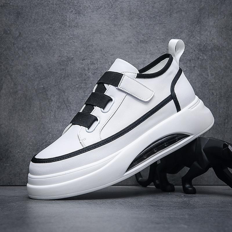 Trendy men's shoes spring and summer new little white shoes elastic edge buckle design lazy shoes personalized versatile color matching air cushion t