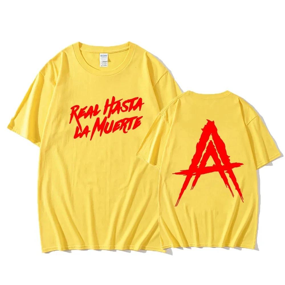 Hip Hop Streetwear Anuel AA Real Hasta la Muerte Graphic T Shirts For Men_Women Men Fashion Rapper T-shirts Loose Cotton