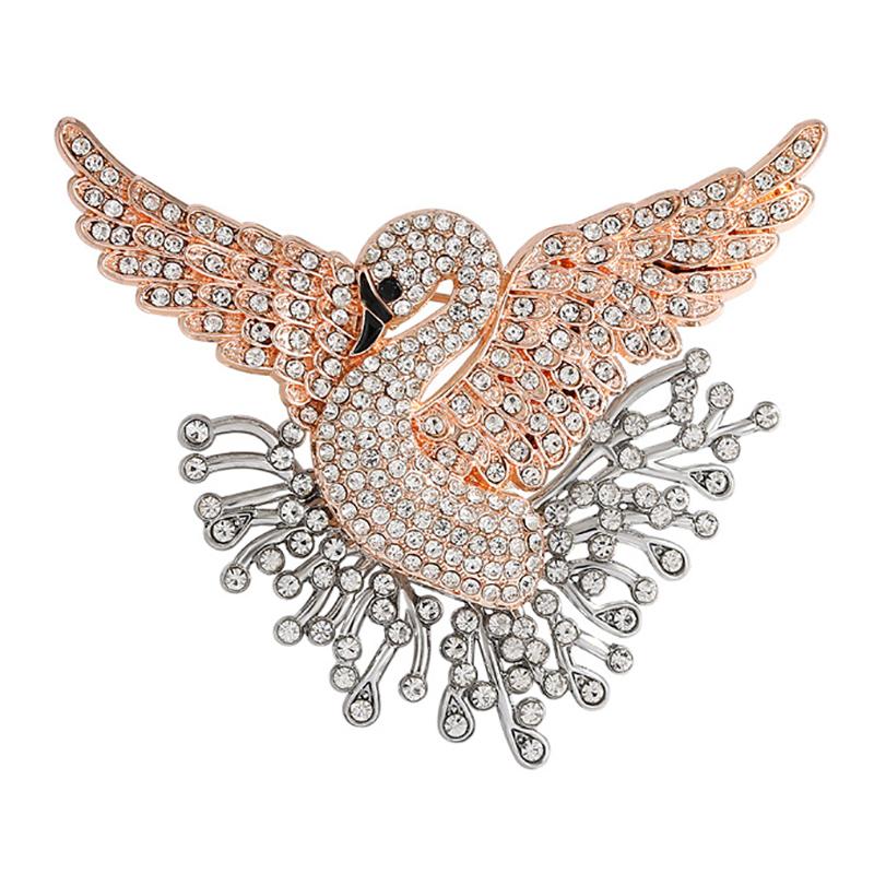 Shinning Flying Swan Brooches For Women Girls Elegant Brooch Temperament Pins Versatile Corsage Gifts