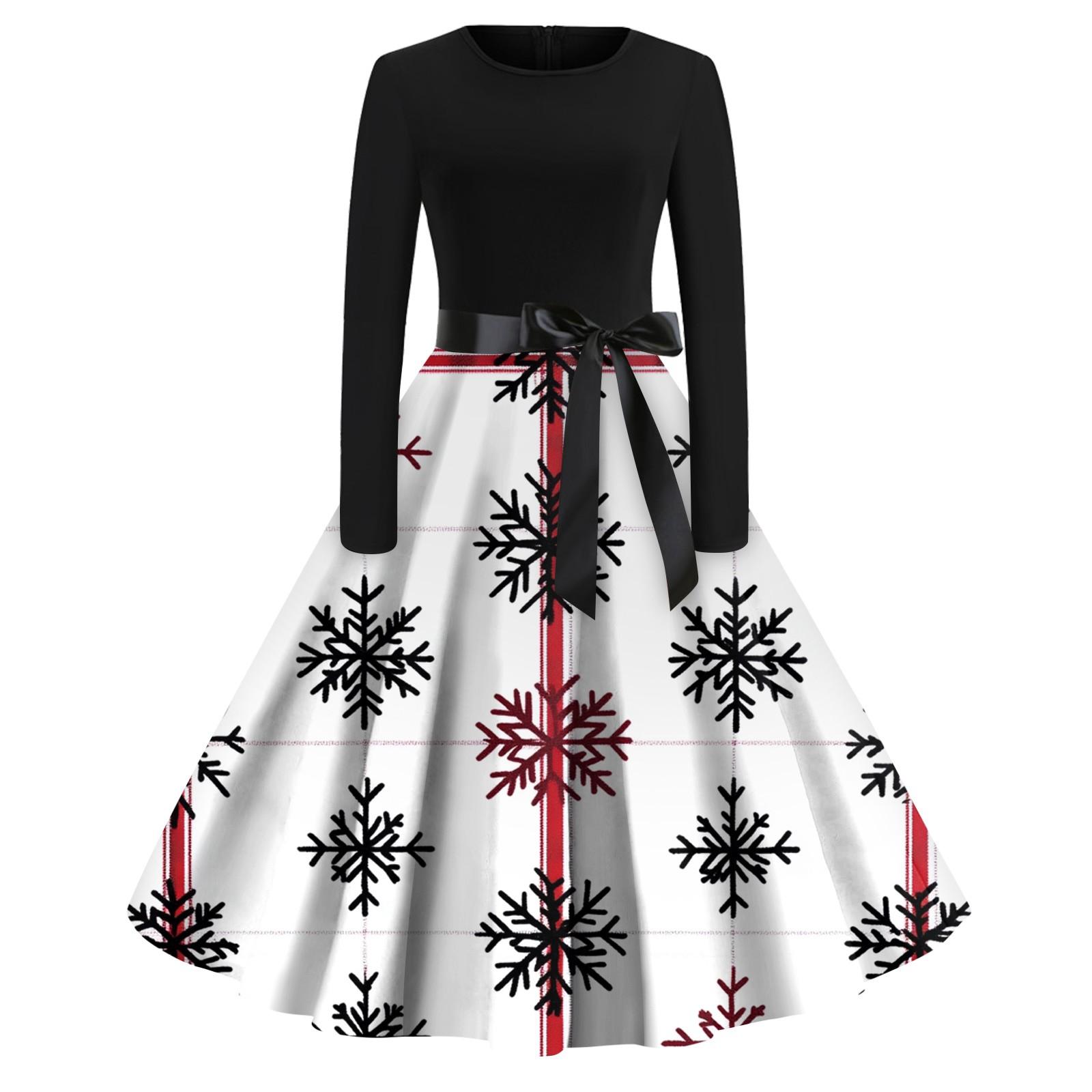 

Женское повседневное и модное винтажное платье с круглым вырезом и принтом M белый