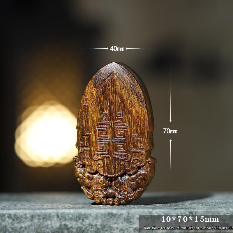 Kinan Agarwood Chi Dragon Pendant: Single-Sided Relief Carving Necklace, Chinese Cultural Ornament.