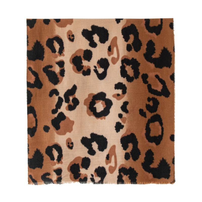 Retro Leopard Print Imitation Cashmere Scarf Women's Autumn and Winter Thickened Large Shawl, Fashionable Rough Edge Warm Scarf