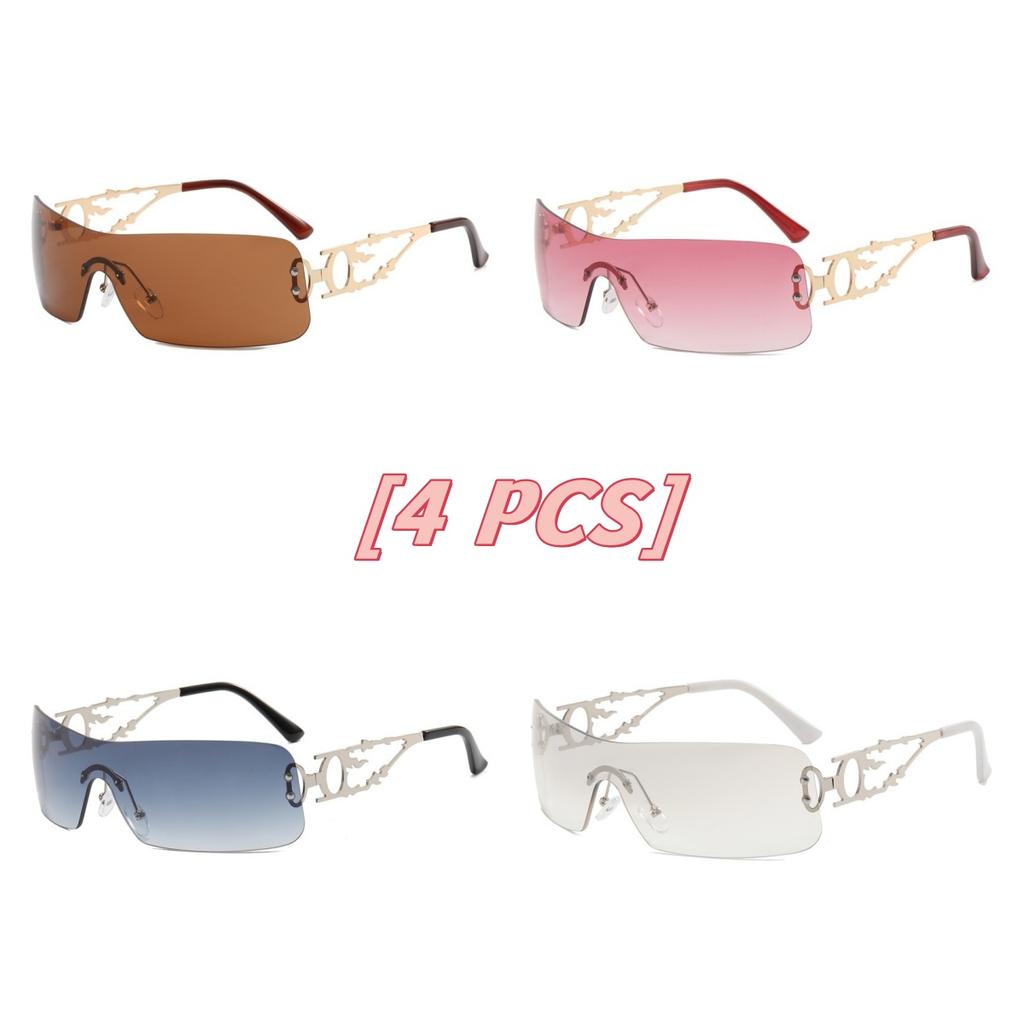 Spice Girls Fashionable Rimless Hollow Out Sunglasses Women Hipster Streetwear Accessories for Daily Wear