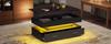 100*50*44cm Hydraulic Height-adjustable Coffee Table, with LED Lighting, Bluetooth App Control, 2 Drawers and Open Storage, Black Liftable