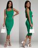 2022 Summer Solid Color Sleeveless U-Neck Bodycon Ribbed Dress