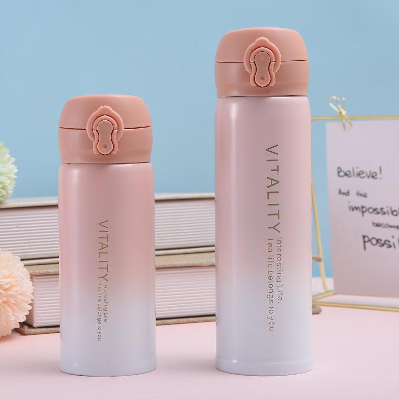 High Value Gradual Change Color 304 Stainless Steel Thermos Cup Creative Bouncing Handheld Straight Cup Mini Compact Pocket Cup