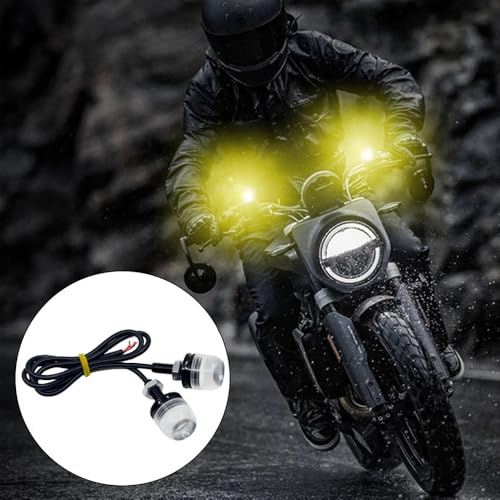 YUHENGCT Motorcycle LED Turn Signals, Set of 2, Universal M6 Screw, Decorative Motorcycle Lights, 12V, Waterproof, Clear Lens, High Brightness, U