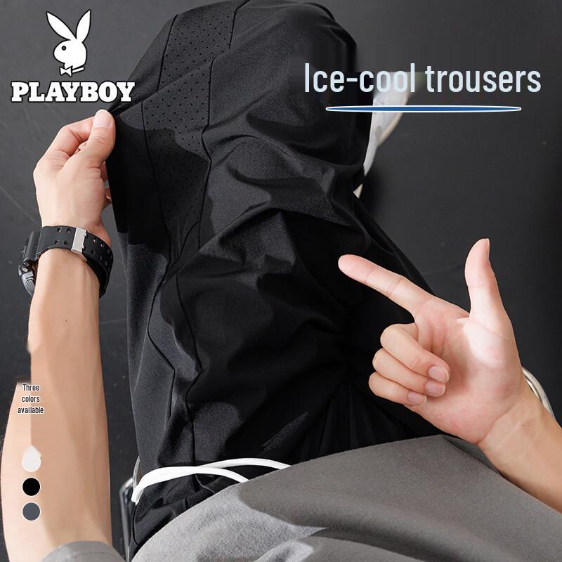 Playboy Men s Ice Silk Mesh Wide-Leg Casual Pants 3XL