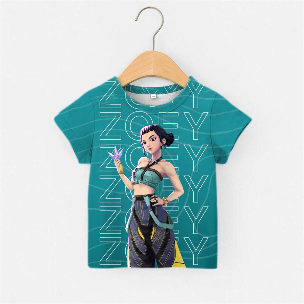 Girls KPPOP Huntrix Series Short-sleeved Sweet Cartoon 3D Printed Children's T-shirt Fashion Vacation Casual Sports Top