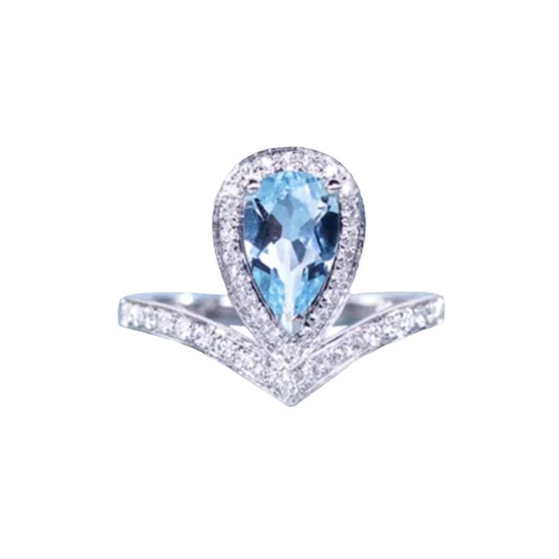 

New Light Luxury Waterdrop Ring with Female Niche Design, Fashionable Ins, Non Fading Ring adjustable opening