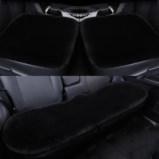 3Pcs/Set Winter Plush Warm Anti-Slip Car Front Rear Seat Pad Cushion Cover Set