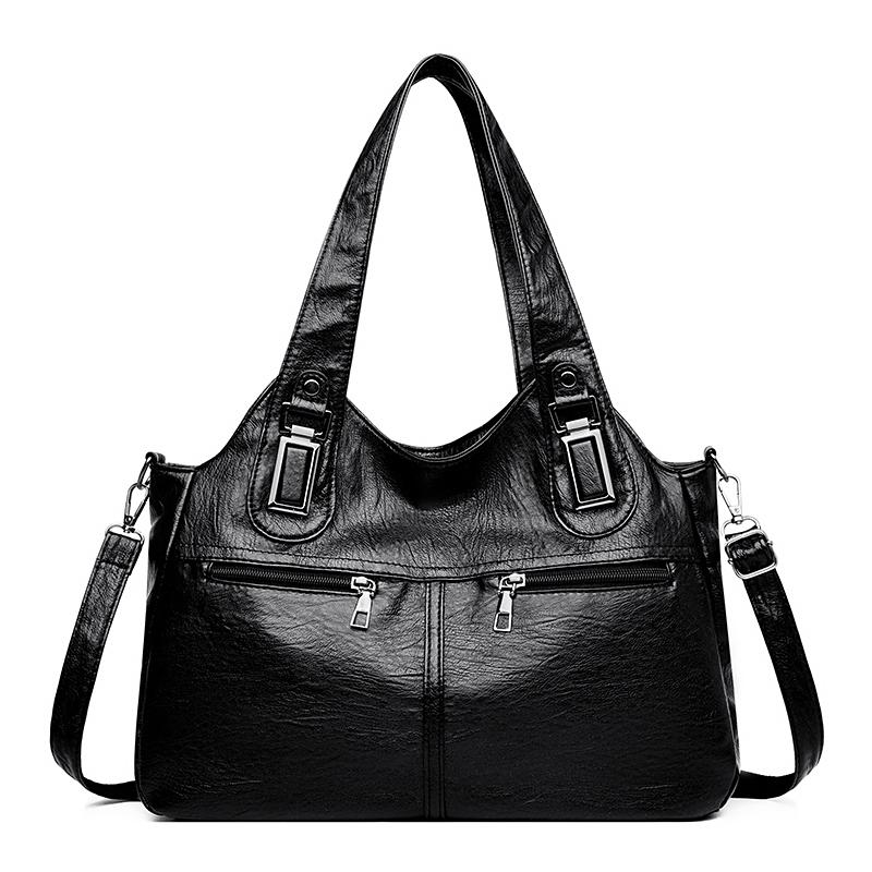 Women's Bag Lightweight Stitching Soft Leather Tote Bag Large Capacity Mother Bag