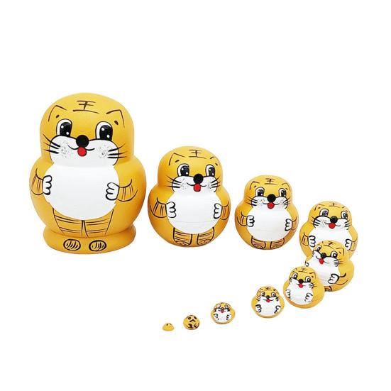 

1 комплект Тигр русская матрешка 10 слоев ручной работы деревянная матрешка тигр штабелирование